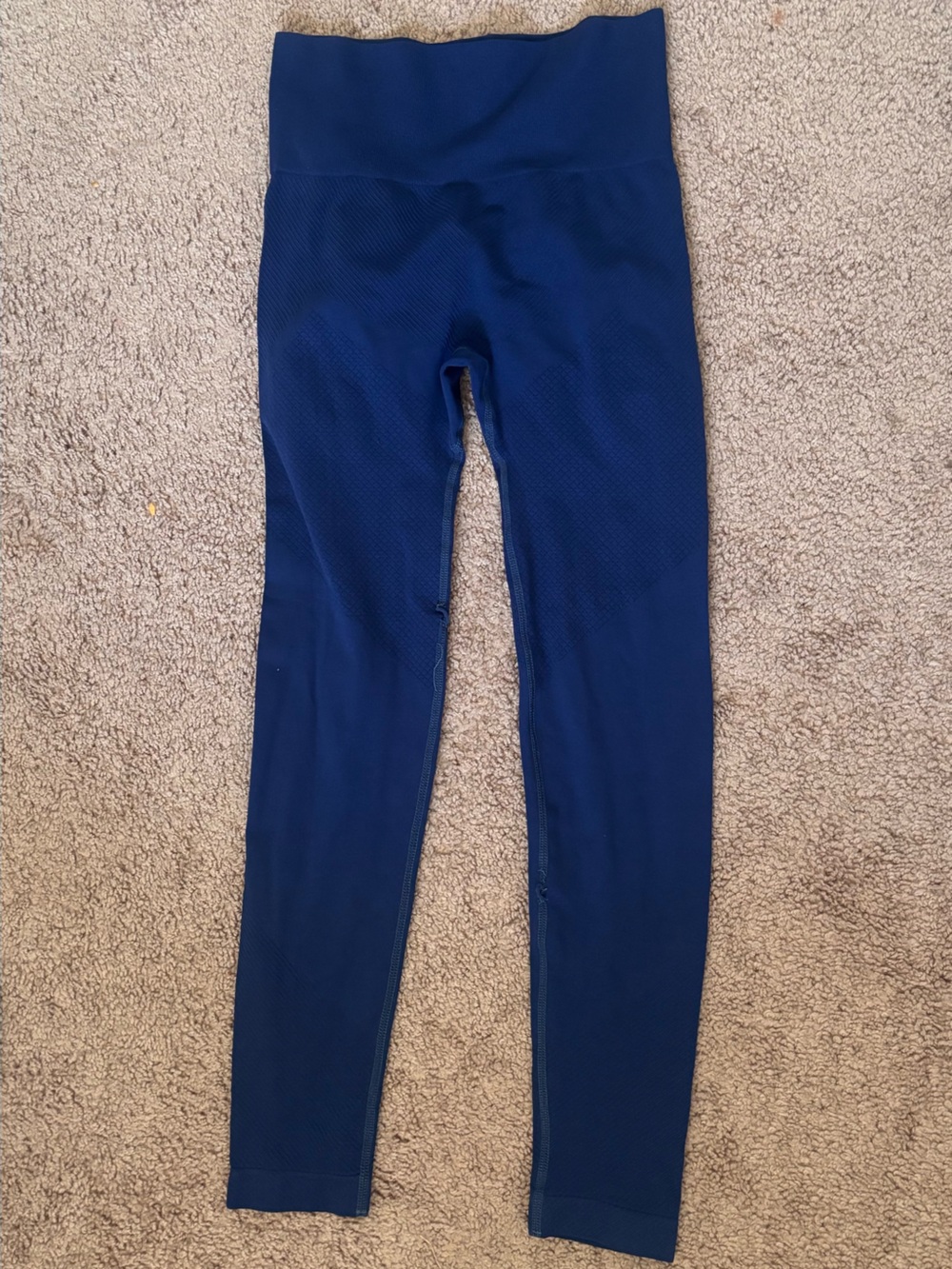 Blue Seam-Detail Leggings